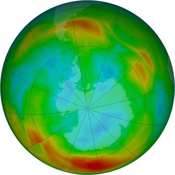 Antarctic ozone map for 25 August 1981